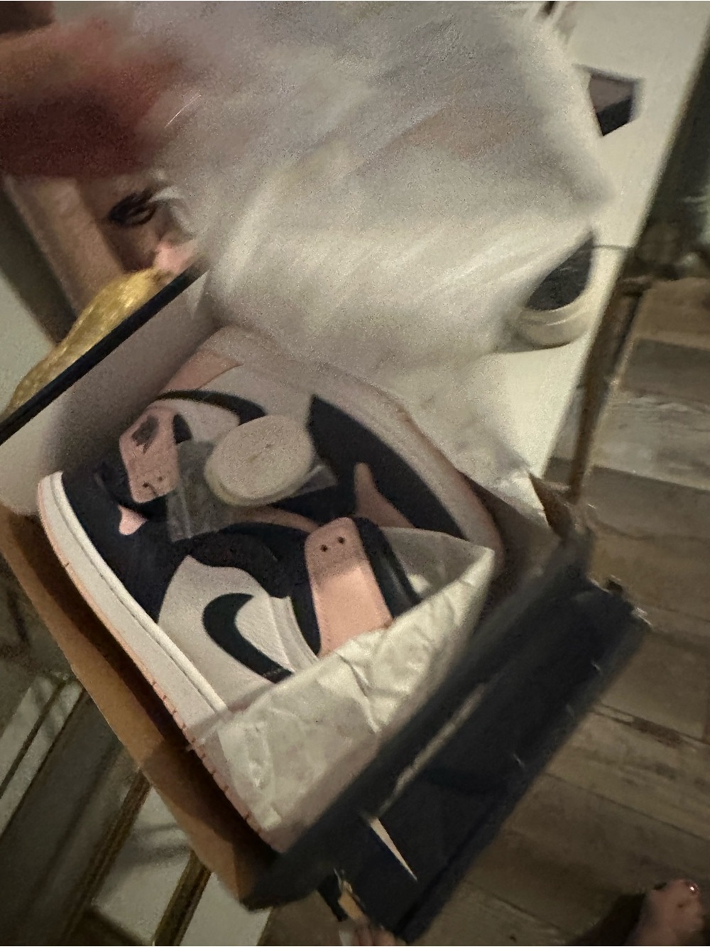 Jordan Women’s High-Top Sneakers in Navy and Light Pink